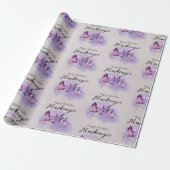 Waterverf Paarse Amethystkristallen Cadeaupapier (Uitgerold)