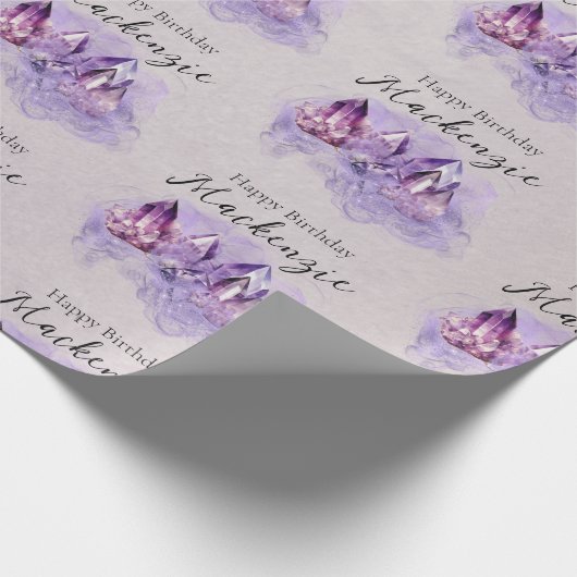 Waterverf Paarse Amethystkristallen Cadeaupapier (Hoek)
