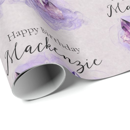 Waterverf Paarse Amethystkristallen Cadeaupapier (Rol Hoek)