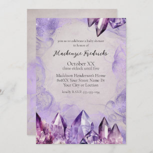 Waterverf Paarse Amethystkristallen Kaart