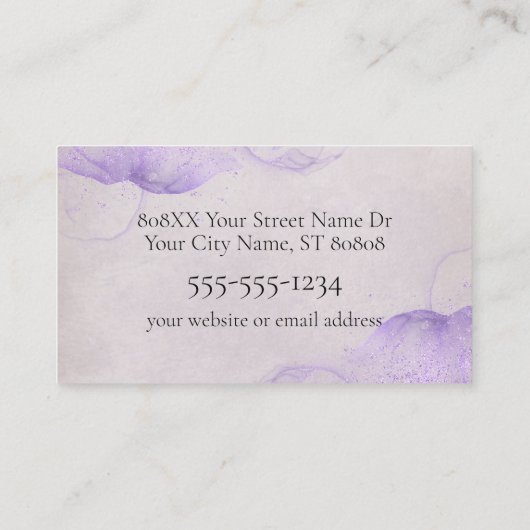 Waterverf Paarse Amethystkristallen Visitekaartje (Achterkant)