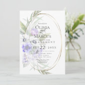 Waterverf Paarse Anemoon Bloem Ovale Lijst Kaart (Staand voorkant)