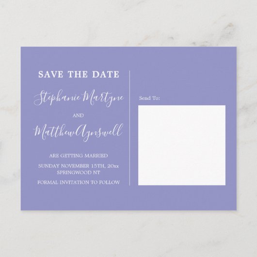 Waterverf Paarse bladeren bruiloft opslaan van de  Aankondigingskaart (Achterkant)