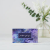 Waterverf Paarse Blauw Modern Script Visitekaartje (Staand voorkant)