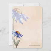 Waterverf Paarse Blauwe Daisy Peach Rustieke Bruil Kaart (Achterkant)