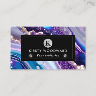 Waterverf Paarse & Blauwe Glitter Agaat Alcohol In Visitekaartje