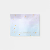 Waterverf Paarse blauwe gouden sterren | Naam mono Post-it® Notes (Voorkant)