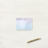 Waterverf Paarse blauwe gouden sterren | Naam mono Post-it® Notes (Op bureau)