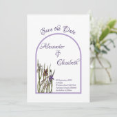 Waterverf Paarse & Blauwe Iris Bewaar de Datum Kaart (Staand voorkant)