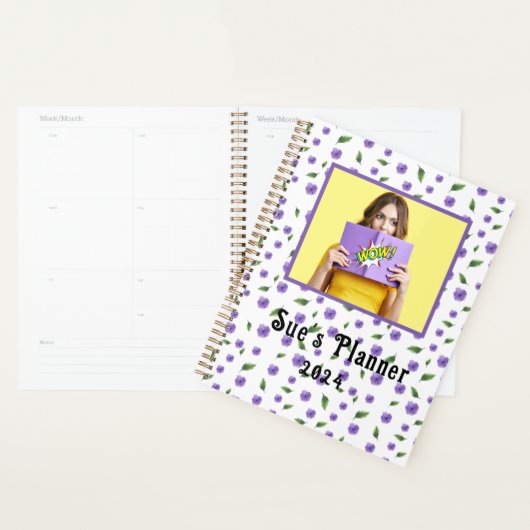 Waterverf Paarse Bloem 2024Custom Planner (Display)