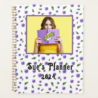 Waterverf Paarse Bloem 2024Custom Planner