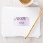 Waterverf Paarse Bloem Adreslabel Etiket (Insitu)