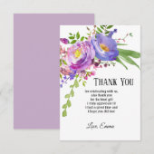 waterverf paarse bloem, bedankkaart kaart (Voorkant / Achterkant)