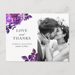 Waterverf paarse bloem. Bloemen bruiloft bedankt Briefkaart