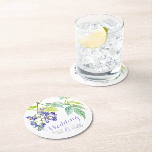 Waterverf paarse bloem bruiloft papier onderzetter (Insitu)