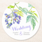 Waterverf paarse bloem bruiloft papier onderzetter (Voorkant)