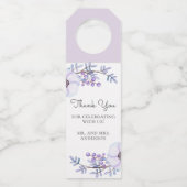 Waterverf paarse bloem. Floral bruiloft dank u Flessenhanger (Voorkant)