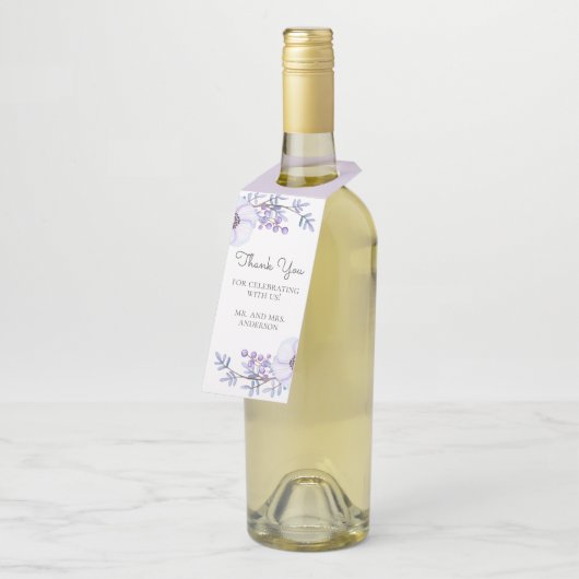 Waterverf paarse bloem. Floral bruiloft dank u Flessenhanger (Schuin)