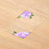 Waterverf Paarse Bloem Gouden Bat Mitzvah Acryl Uitnodigingen (Laagn)