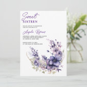 Waterverf Paarse Bloem Halve Cirkel Krans Kaart (Staand voorkant)