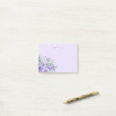 Waterverf Paarse bloem Postit Notes (Op bureau)