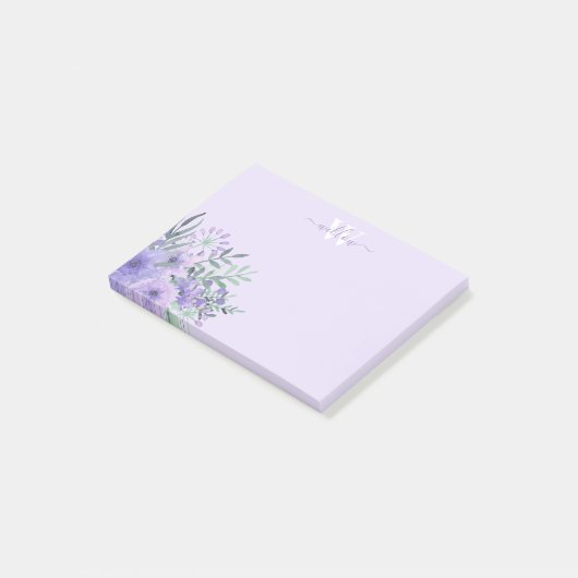 Waterverf Paarse bloem Postit Notes (Schuin)