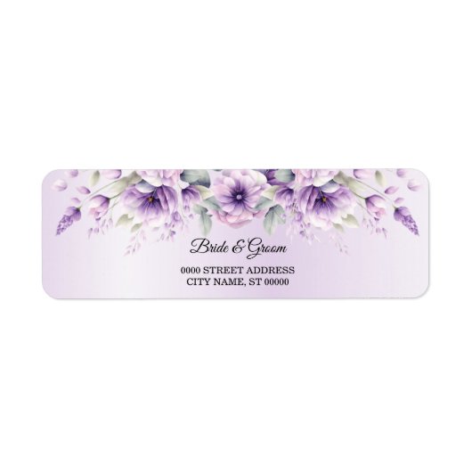 Waterverf Paarse Bloem Retouradres Sticker (Voorkant)