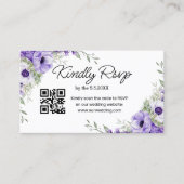 waterverf paarse bloem rsvp bruiloft qr code informatiekaartje (Voorkant)