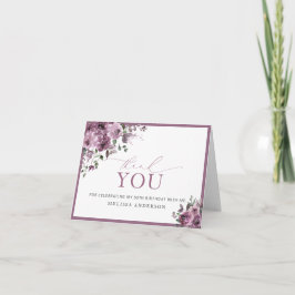 Waterverf paarse bloemen 80ste verjaardag dank u bedankkaart