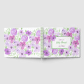 Waterverf Paarse Bloemen Baby shower Gastenboek (Volledig)