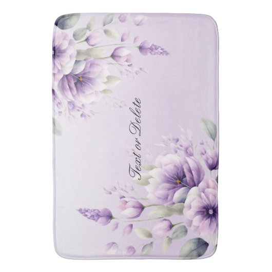 Waterverf Paarse Bloemen Badmat (Voorkant Verticaal)