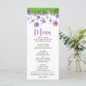 Waterverf paarse bloemen Bindmenu Menu (Staand voorkant)