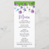Waterverf paarse bloemen Bindmenu Menu (Voorkant)
