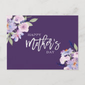 waterverf paarse bloemen blij moederdag feestdagenkaart (Voorkant)
