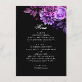 Waterverf paarse bloemen. Bloem zwarte bruiloft Menu