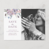 Waterverf paarse bloemen. Bloemen Bewaar de datum Briefkaart (Voorkant)