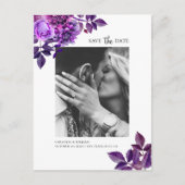 Waterverf paarse bloemen. Bloemen Bewaar de datum Briefkaart (Voorkant)