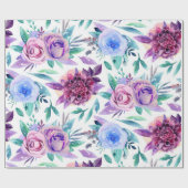Waterverf paarse bloemen. Boho bloemen patroon Cadeaupapier (Vlak)