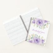 Waterverf Paarse Bloemen Boho Rozen Notitieboek (Binnen)