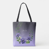 Waterverf Paarse Bloemen Boodschappentas Tote Bag (Achterkant)