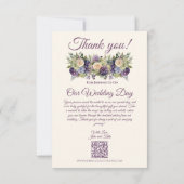 Waterverf paarse bloemen-bruiloft- bedankkaart (Achterkant)