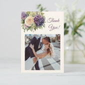 Waterverf paarse bloemen-bruiloft- bedankkaart (Staand voorkant)