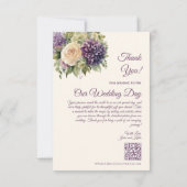 Waterverf paarse bloemen-bruiloft- bedankkaart (Achterkant)