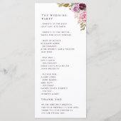 Waterverf paarse bloemen bruiloft programma programmakaart (Achterkant)