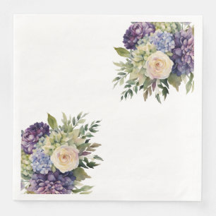 Waterverf paarse bloemen-bruiloft- servet