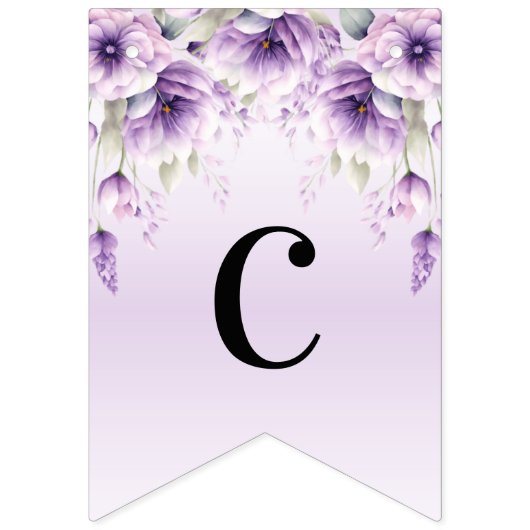 Waterverf Paarse Bloemen Bunting Flag Vlaggetjes (Eerste vlag)