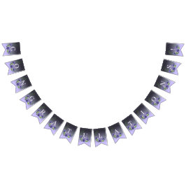 Waterverf Paarse Bloemen Bunting Flag Vlaggetjes