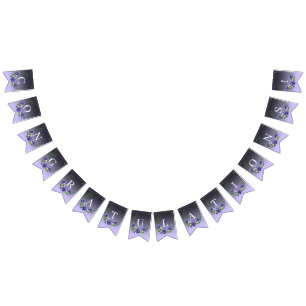 Waterverf Paarse Bloemen Bunting Flag Vlaggetjes