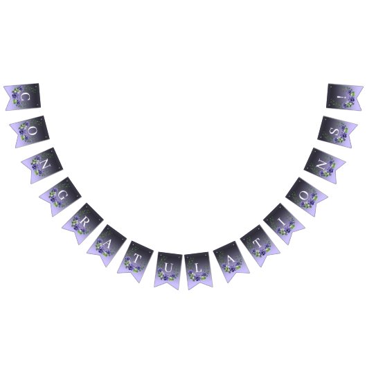 Waterverf Paarse Bloemen Bunting Flag Vlaggetjes (Alle)