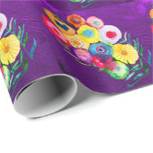 Waterverf paarse bloemen cadeaupapier (Rol Hoek)